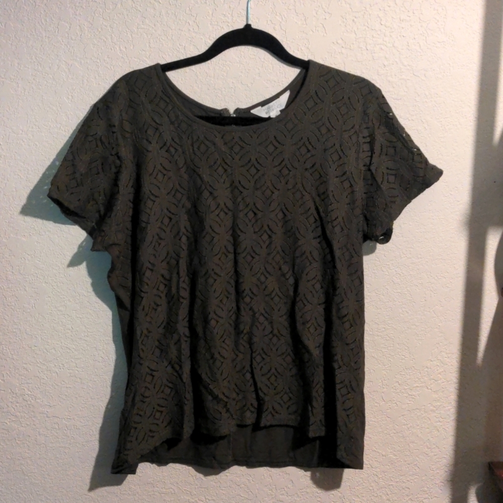 Olive Green Lace T-Shirt
